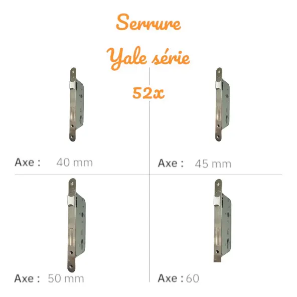 Serrure 1 point Yale série 52X EA 85 mm Nickel satin