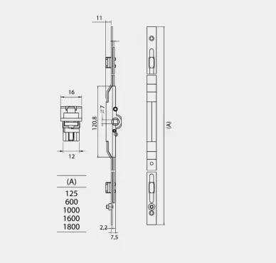 Crémone F7,5 multipoints MR pour fenêtre et porte fenêtre