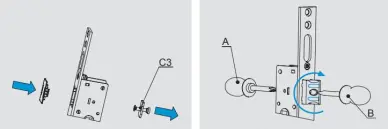 serrure Corni ASSA ABLOY D81 pour grilles de sécurité et stores