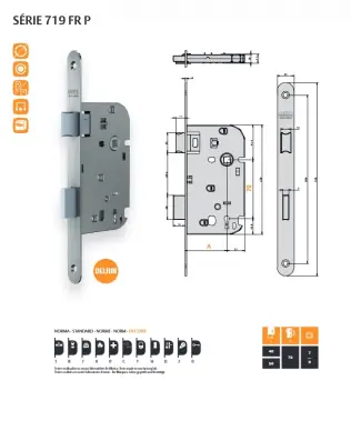 Serrure MARC 719 FR P pour porte interieure Righini