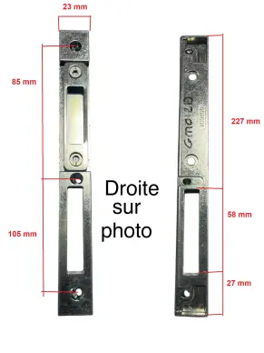 Gâche centrale -1/2 demi-tour- gauche droite 209810