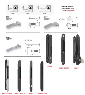 Crochet MR ASSA ABLOY pour poignée 4308 et 4309