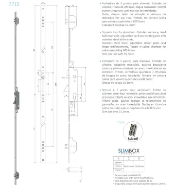 serrure GNS 7715 axe 35/85 mm-2x2 penes cylindriques - 2