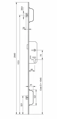 serrure SECURY-GU ferco PP MR2 axe 50/70mm 3 points g-24489-50 - 2