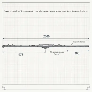 Crémone ST F7,5 L2000 avec 2 galets plats - 2