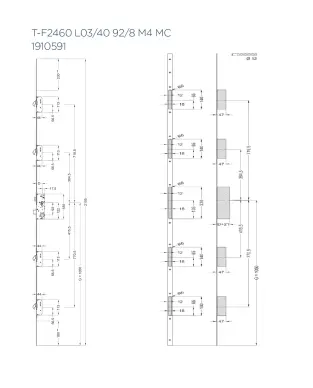 Serrure WINKHAUS T-F2460 L03/40 92/8 M4 MC