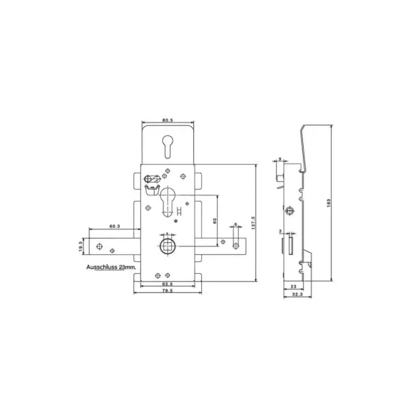 Serrure Nemef pour Porte de Garage Hörmann 1851/60 60/C9
