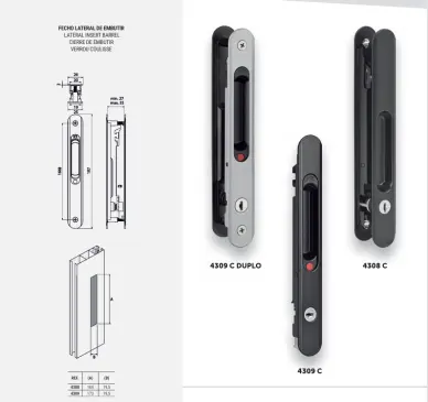 Kit verrou  MR ASSA ABLOY double à clé pour baie coulissante 4308 C - 2