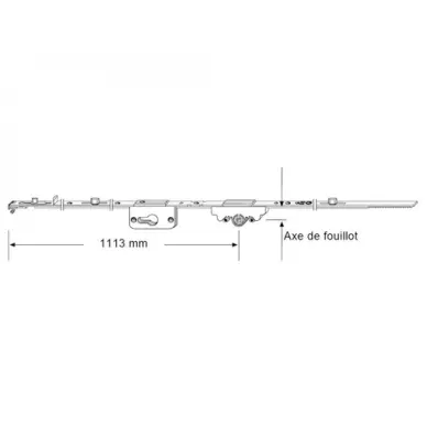Crémone ROTO OB Oscillo Battant Cyl F40 L2065, 2 galets plats