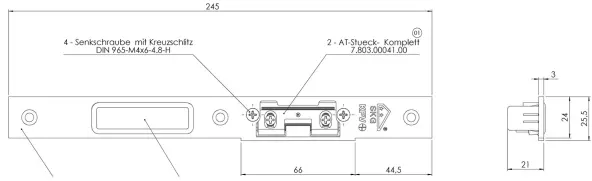 Gâche centrale KFV réglable 8050-708 ERH – Têtière plate