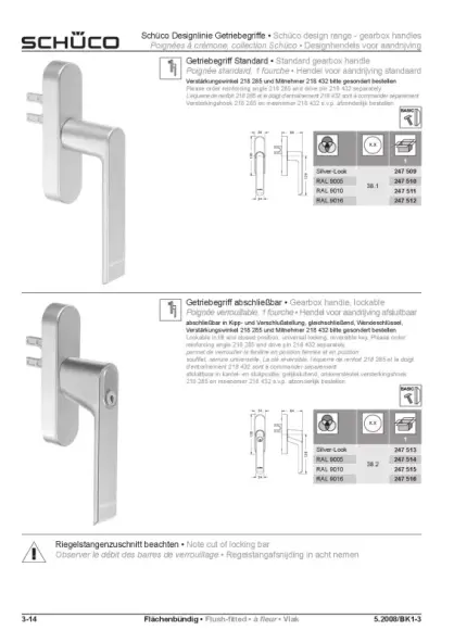 Poignée de fenêtre Schüco AWS/SimplySmart noire RAL 9005 – Entraxe 100 mm