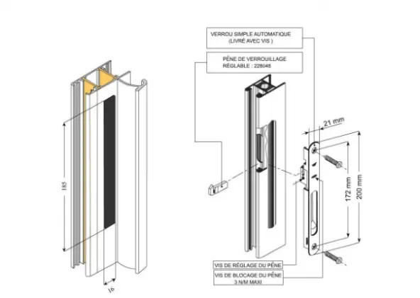 Serrure schuco 23439200 baie coulissante