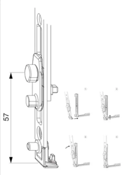 Crémone MACO MultiMatic OB Axe 15 mm avec pied de pivotement