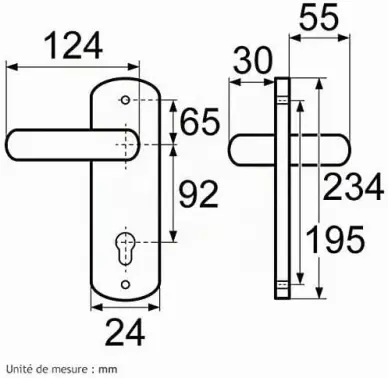 Ensemble bequille poignee HOPPE entraxe 85-fixation 195 mm - 2