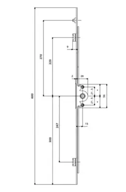 Serrure FERCO GU crémone F15 L600 2 points plot réf. G-13954-06-0-1 - 2