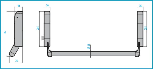 Barre anti-panique Corni Composit New F9501 (cylindre profilé européen)