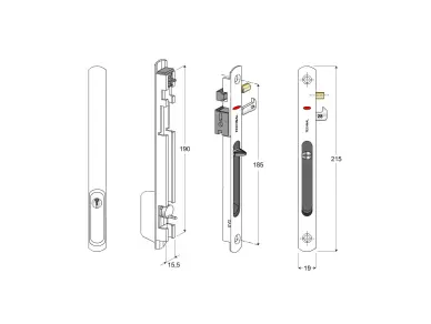 Serrure coquille double à clé blanche Technal 3062 pour baie coulissante - 3