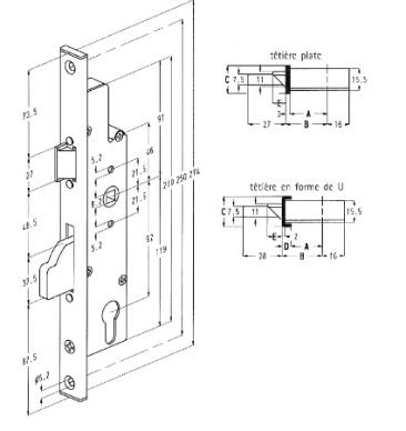 Serrure Sobinco 8601 A35 EA92 T20 - 2