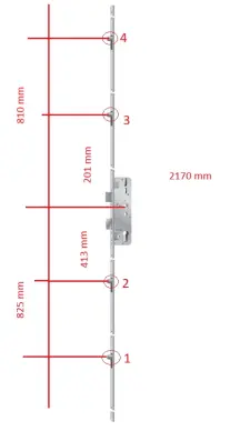 Serrure KFV multipoints AS 4050 R001 T plate 16 mm