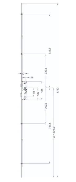 Serrure multipoints Winkhaus T-FG24184 à 4 rouleaux