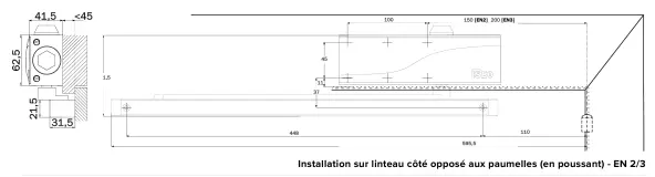 Ferme-porte ISEO IS65LE argent en applique, force EN 2/3