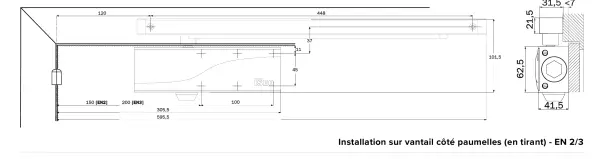 Ferme-porte ISEO IS65LE argent en applique, force EN 2/3