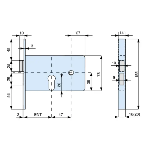 Serrure MG 812 pour portes aluminium