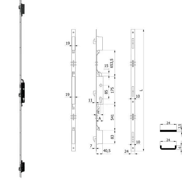 Serrure multipoints OMEC 1500 pour aluminium