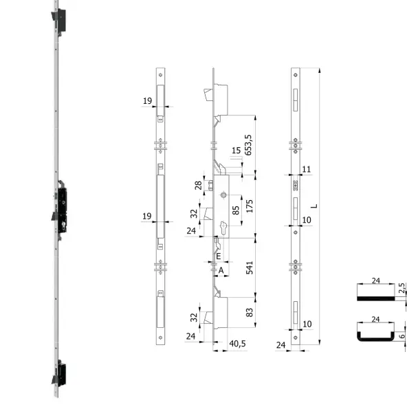 Serrure multipoints OMEC 1500 pour aluminium