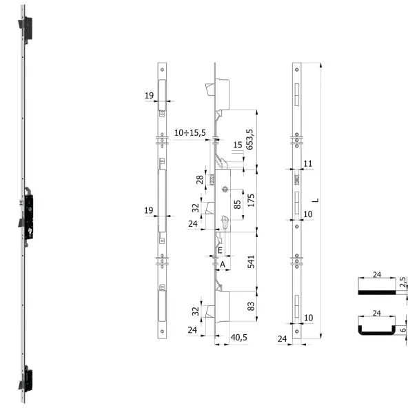 Serrure multipoints OMEC 1500 pour aluminium
