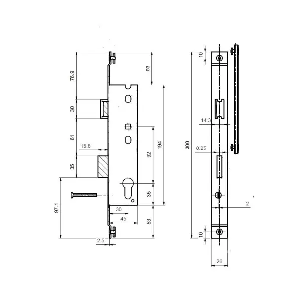 Serrure Technal Hydro Stremler T920001