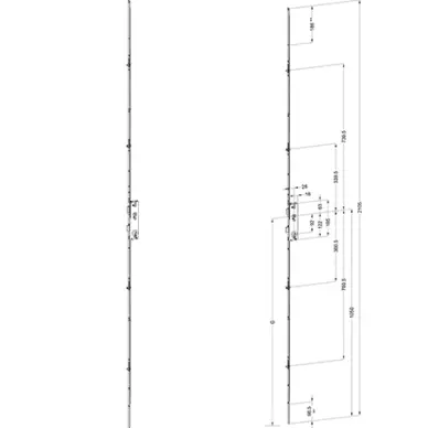 Serrure multipoints Winkhaus T-F1607 à pênes ronds et têtes champignon