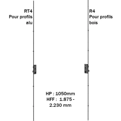 Serrure multipoints Winkhaus T-F1667 à rouleaux excentriques