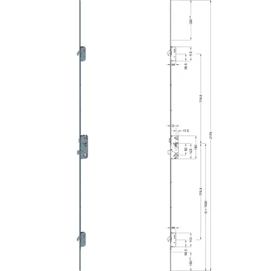 Serrure multipoints Winkhaus T-F1677 / 1667 à crochets