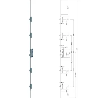 Serrure multipoints Winkhaus T-F1677 / 1667 à crochets - 2