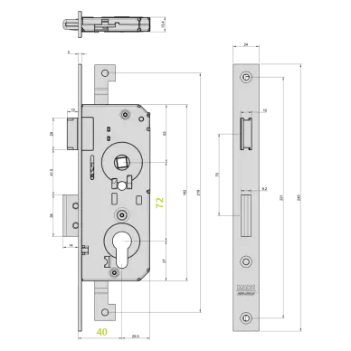 Serrure 3 points MARC pour porte de garage Hörmann Tubauto 47252110400 - 2