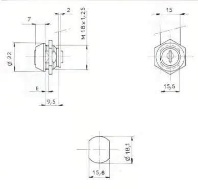 SERRURE BATTEUSE A ECROU L14.5/D18- 2 CLES