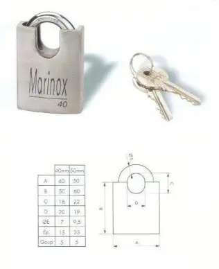 CADENAS TOUT INOX - 40mm - 2 CLES