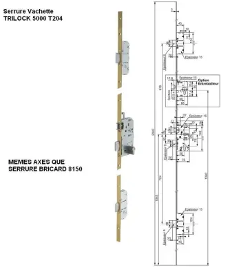 Serrure Vachette 5000 trilock 50/70 -3 POINTS-