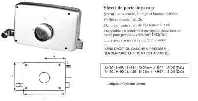 Serrure de garage à tirage cyl + bouton