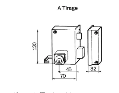 SERRURE BRICARD APPLIQUE VERTICALE TIRAGE AXE 45