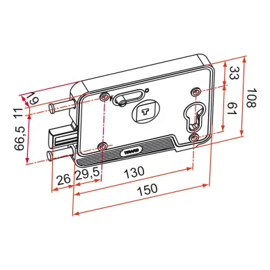 Serrure porte garage T tirard pvc grise