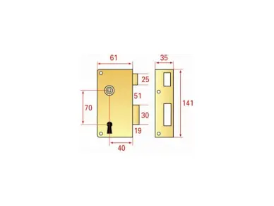 Serrure extra plate JPM axe 40mm - 2