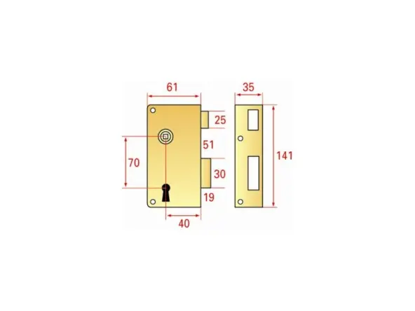 Serrure extra plate JPM axe 40mm