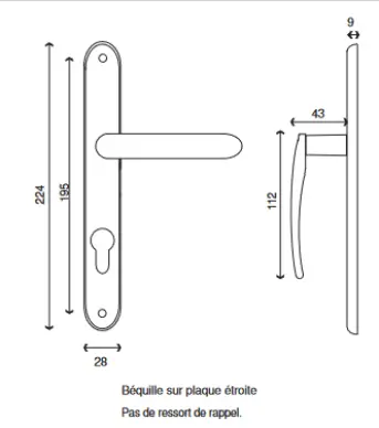 Ensemble béquille laiton cylindre à profil européen - 2