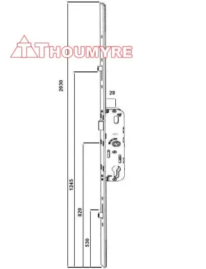 cremone Serrure G-24402 28-L-0F 28/70 GU ferco - 2