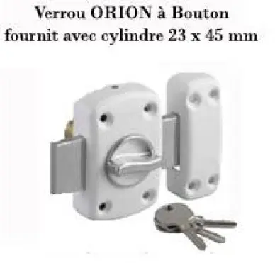 Verrou à bouton blanc cylindre 45mm