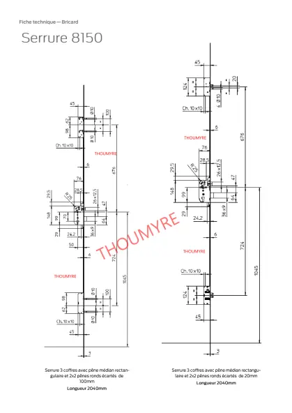 Serrure BRICARD 8150 NF | 3 Points | Encastrée