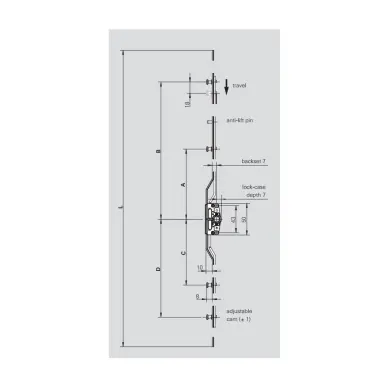 Crémone pour coulissant ROTO GR 1800 Axe 7 mm (4 galets) 1801-2900
