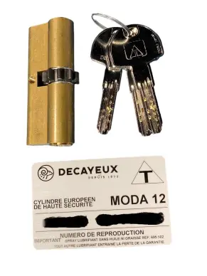 Cylindre à roue dentée CARMINE MODA 12 35/40 3 cles + carte